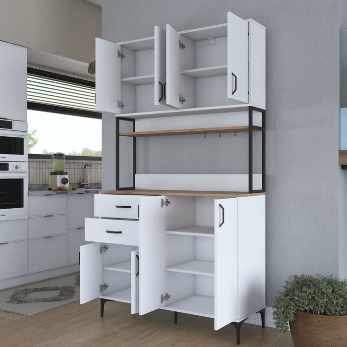 Hanah Home Armario Multiusos Blanco y Nogal JE213 - 4053